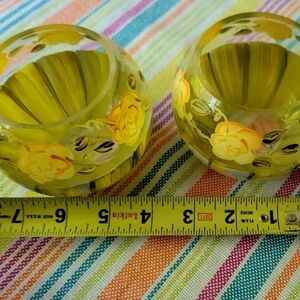 Vintage Set of 2 Hand Painted Votive Holders
